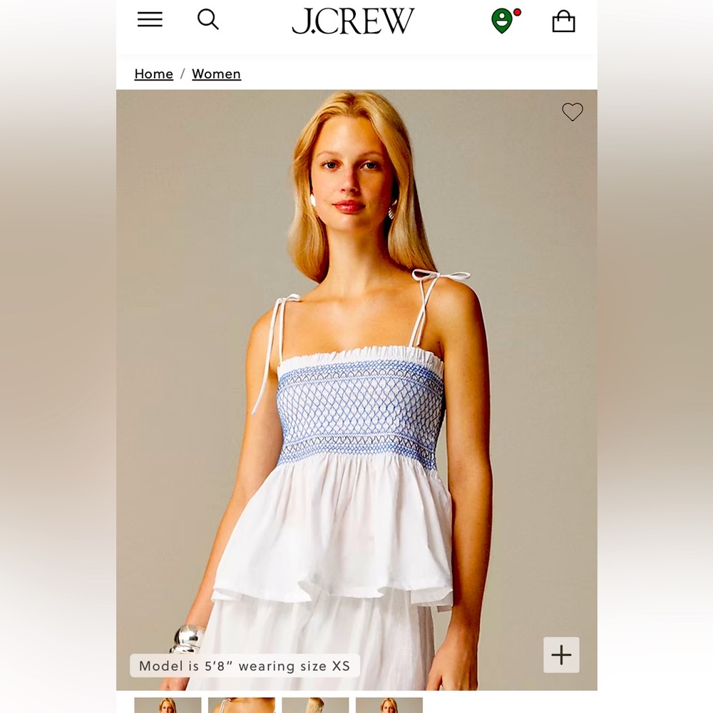 J. Crew Women's Blue and White Smocked Top